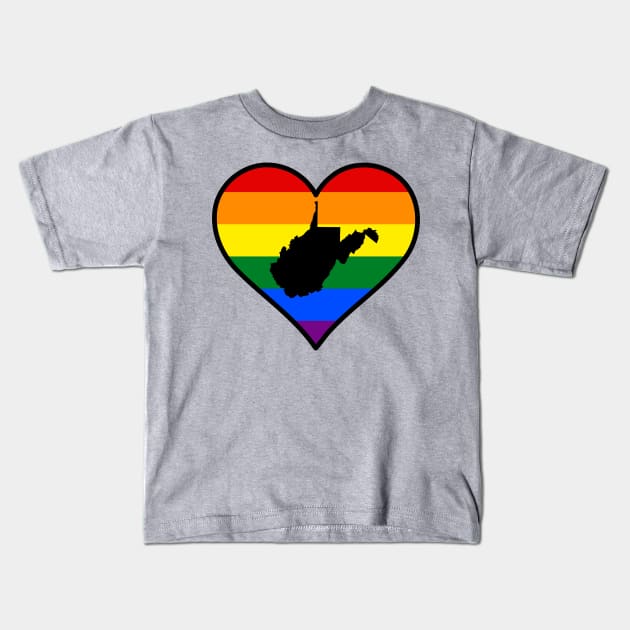 West Virginia Gay Pride Heart Kids T-Shirt by fearcity